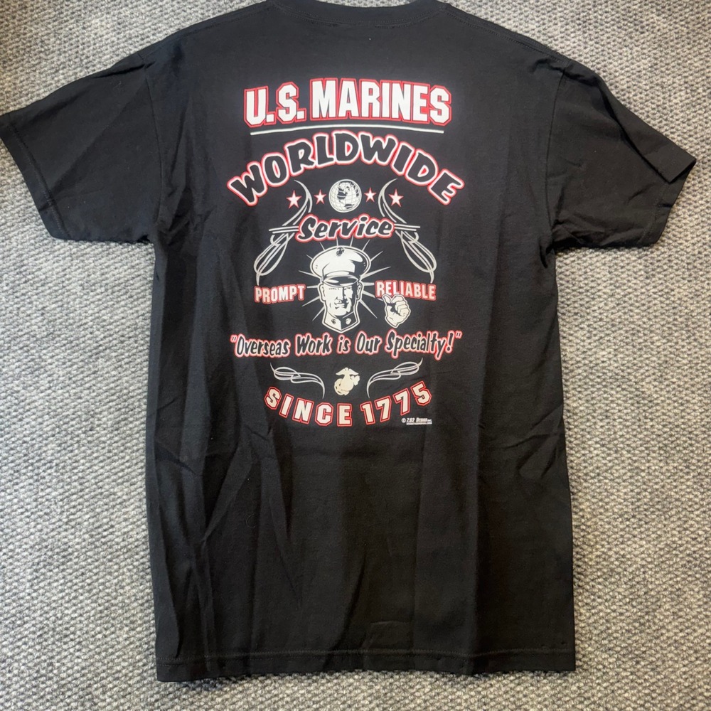 7.62 Design US Marines Worldwide Service Graphic T-Shirt Black Mens Medium NWT